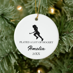 Personalised Hockey Ornament, Custom Sports  Ceramic Tree Decoration