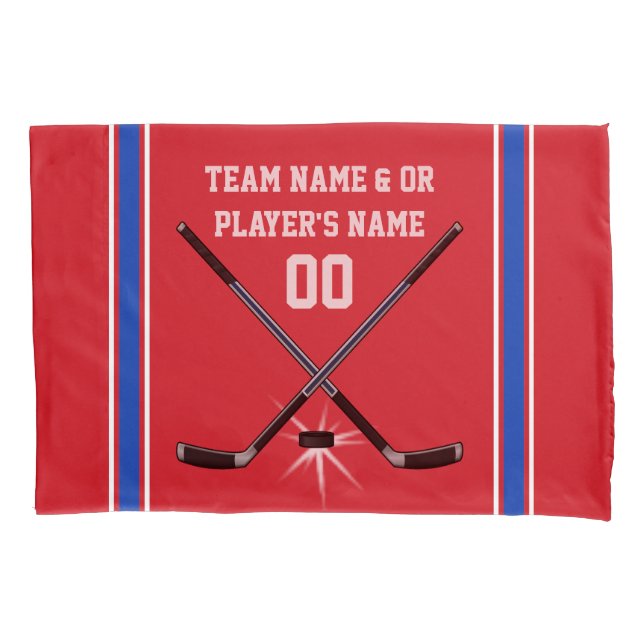 Personalised Hockey Pillow Case with Name, Number (Front)