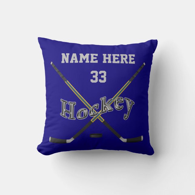 Personalised Hockey Pillow, Your TEXT and COLORS Cushion (Front)
