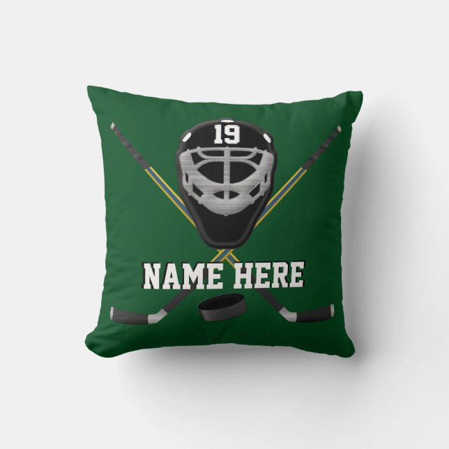 Personalised Hockey Pillows, Your COLORS and TEXT Cushion (Front)