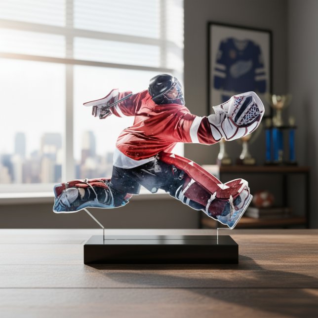 Personalised Hockey Player Acrylic Photo Statuette Standing Photo Sculpture (Personalized Hockey Player Acrylic Photo Statuette)