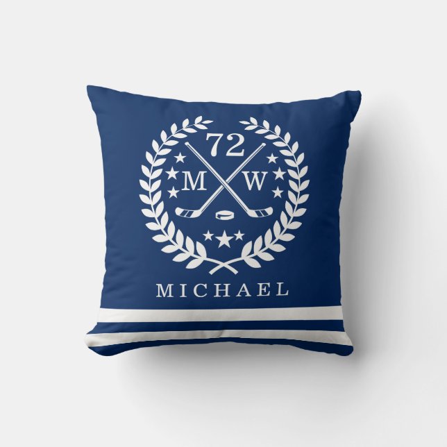 Personalised Hockey Player All-Star Navy Cushion (Front)