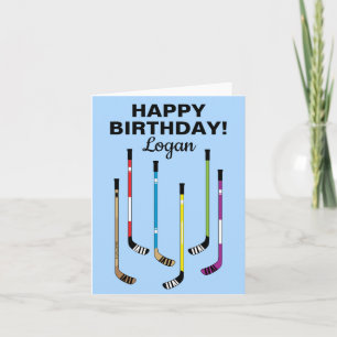 Personalised Hockey Player Birthday Hockey Sticks Card