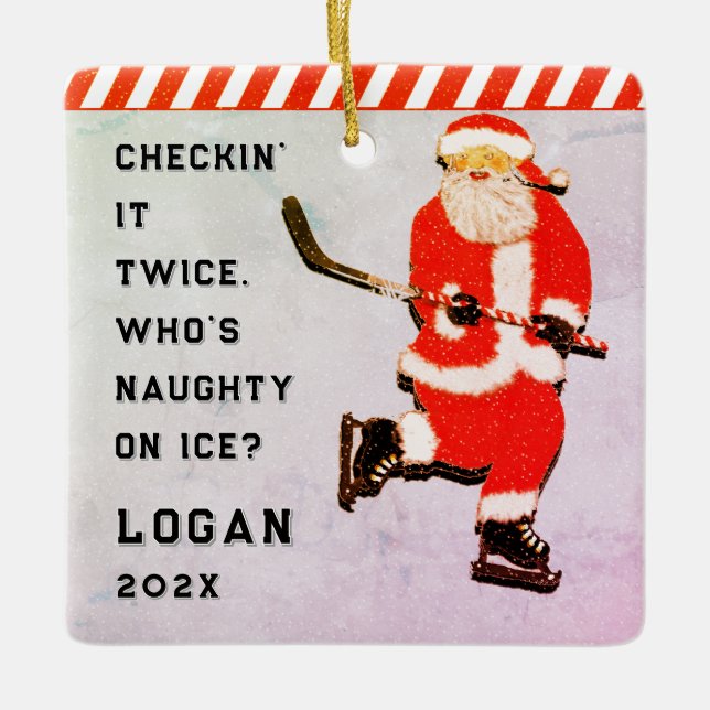 personalised hockey player collectable ceramic ornament (Front)