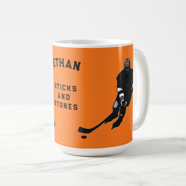 Personalised hockey player gift ideas coffee mug (Front Right)