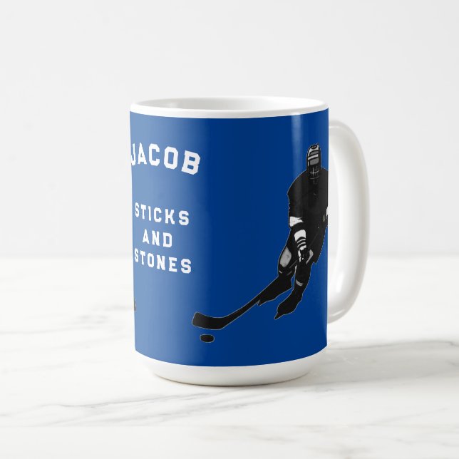 Personalised hockey player gift ideas coffee mug (Front Right)