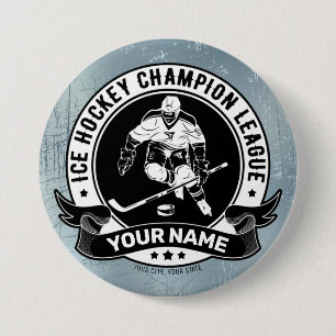 Personalised Hockey Player Ice Rink Team Athlete 7.5 Cm Round Badge
