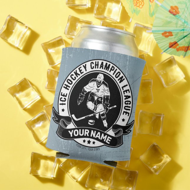 Personalised Hockey Player Ice Rink Team Athlete Can Cooler (In Situ Summer)