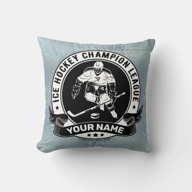 Personalised Hockey Player Ice Rink Team Athlete Cushion (Front)