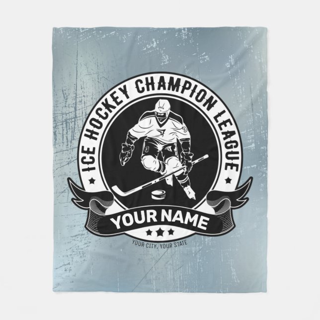 Personalised Hockey Player Ice Rink Team Athlete  Fleece Blanket (Front)