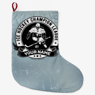 Personalised Hockey Player Ice Rink Team Athlete Large Christmas Stocking