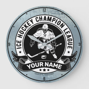 Personalised Hockey Player Ice Rink Team Athlete Large Clock
