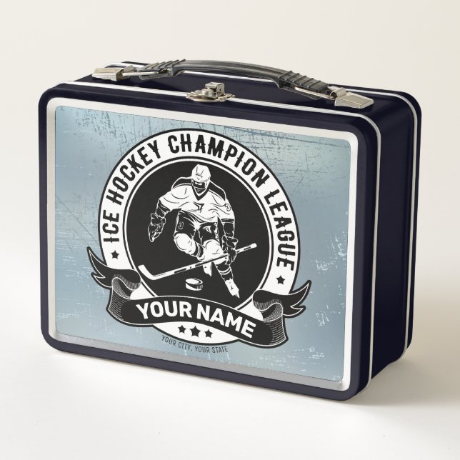 Personalised Hockey Player Ice Rink Team Athlete  Metal Lunch Box (Front)