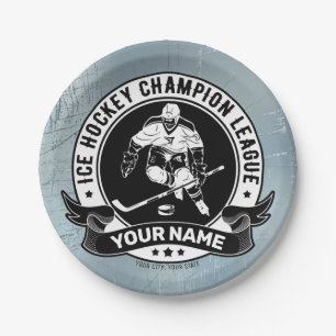 Personalised Hockey Player Ice Rink Team Athlete  Paper Plate