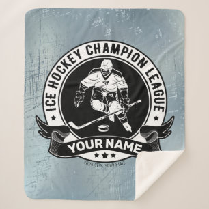 Personalised Hockey Player Ice Rink Team Athlete  Sherpa Blanket