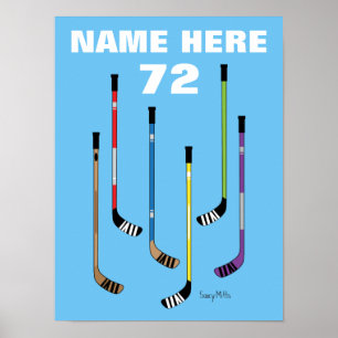 Personalised Hockey Player Name Hockey Sticks Poster
