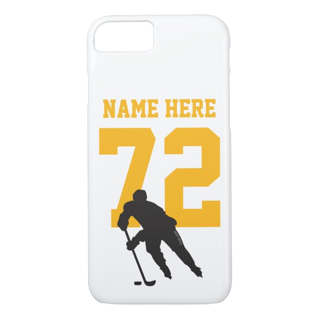 Personalised Hockey Player Name Number black gold Case-Mate iPhone Case (Back)