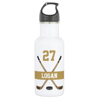 Personalised Hockey Player Name Number Golden 532 Ml Water Bottle