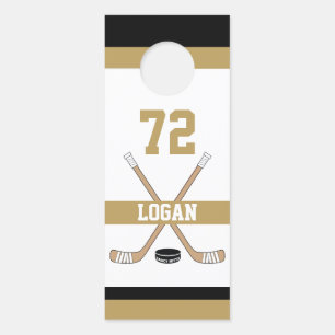 Personalised Hockey Player Name Number Golden Room Door Hanger