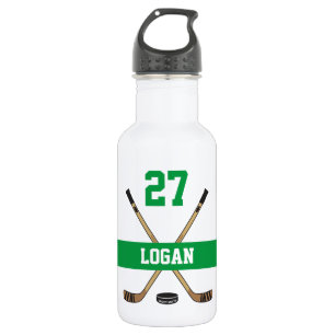 Personalised Hockey Player Name Number Green 532 Ml Water Bottle