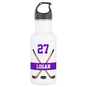 Personalised Hockey Player Name Number Purple 532 Ml Water Bottle