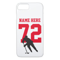 Personalised Hockey Player Name Number red black