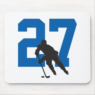 Personalised Hockey Player Number Blue Mouse Mat