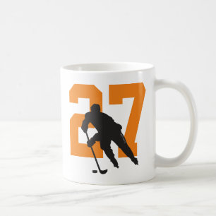Personalised Hockey Player Number Orange Coffee Mug