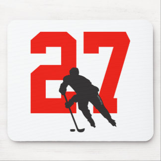 Personalised Hockey Player Number Red Mouse Mat