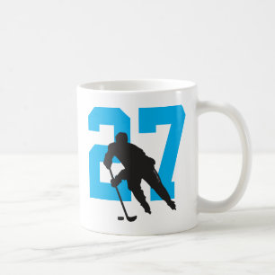Personalised Hockey Player Number Turquoise Blue Coffee Mug