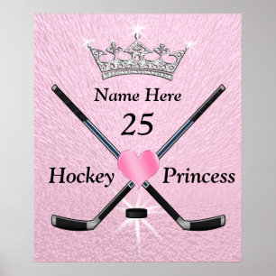 Personalised Hockey Posters for Girls, Princess