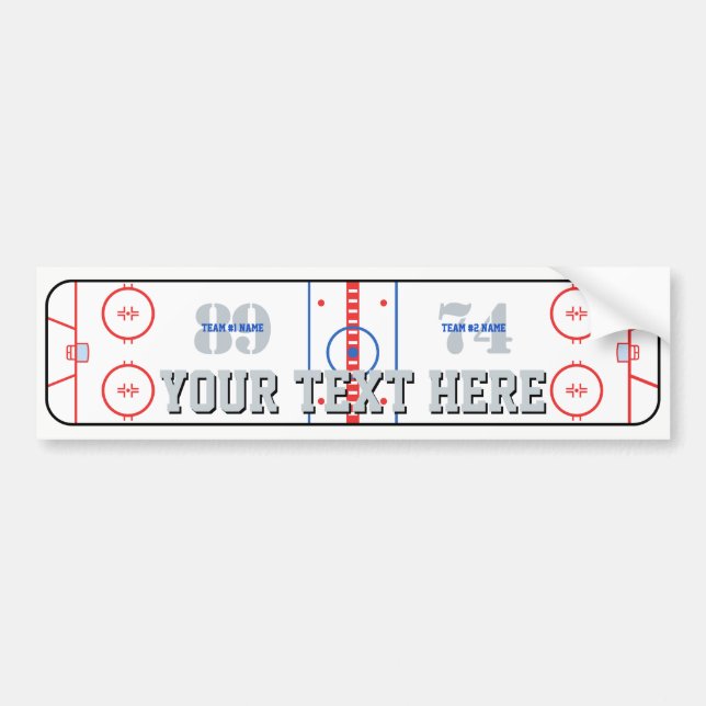 Personalised Hockey Rink Diagram Design on a Bumper Sticker (Front)