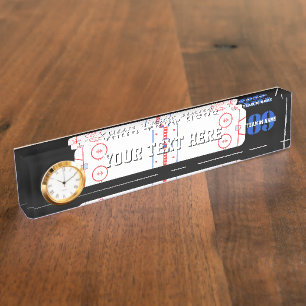 Personalised Hockey Rink Diagram Design on a Nameplate