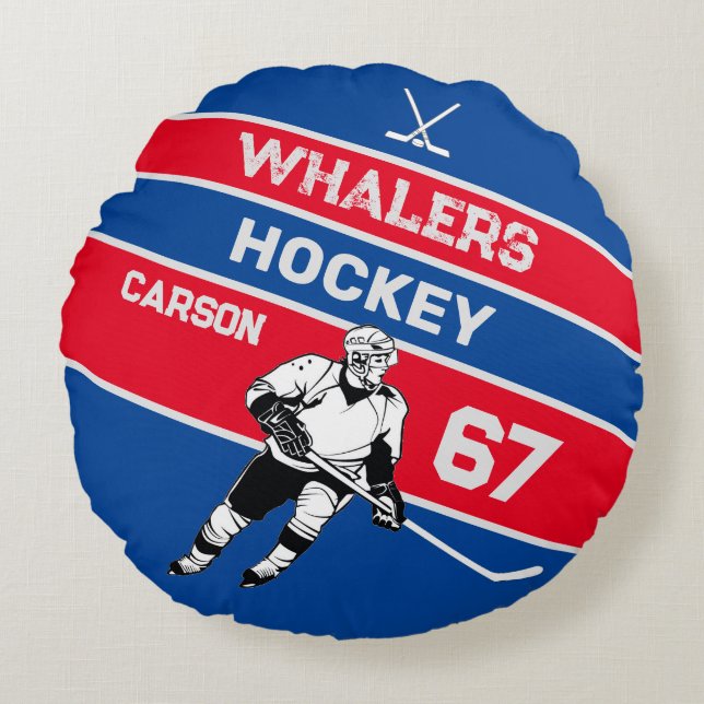 Personalised Hockey Round Pillow (Front)