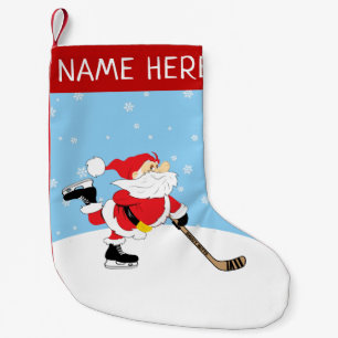 Personalised Hockey Santa Small Christmas Stocking