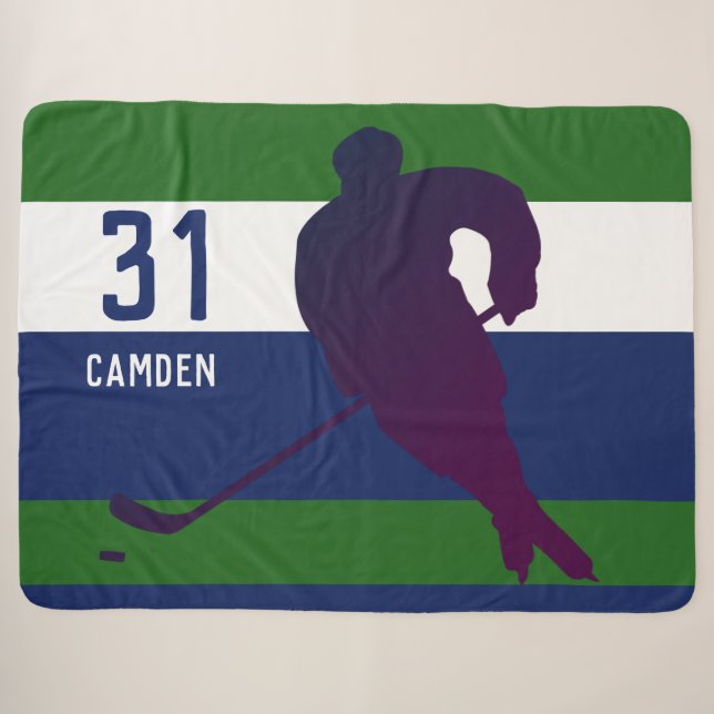 Personalised Hockey Sherpa Blanket (Front (Horizontal))
