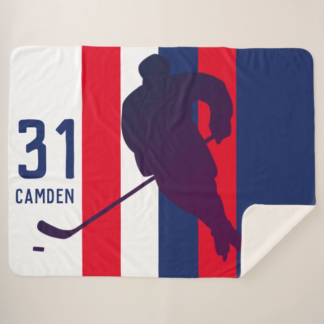 Personalised Hockey Sherpa Blanket (Front (Horizontal))
