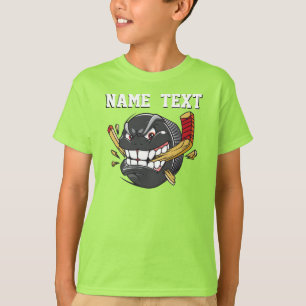 Personalised Hockey Shirts, Cool Angry Hockey Puck T-Shirt