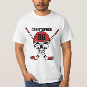 Personalised hockey skull and sticks T-Shirt