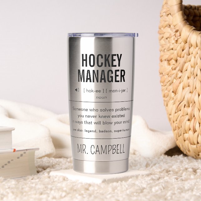 Personalised Hockey Team Manager Funny Insulated Tumbler (Living Room)