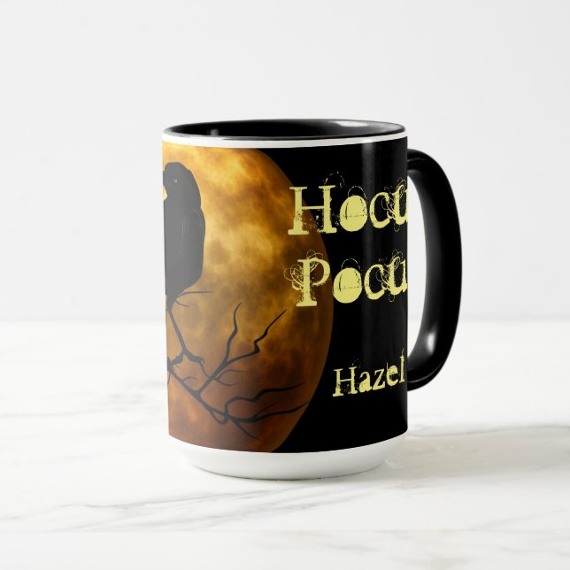 Personalised Hocus Pocus Raven Moon Halloween Mug (Front Right)