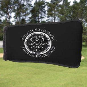 Personalised Hole in One Classic Black And White Golf Head Cover