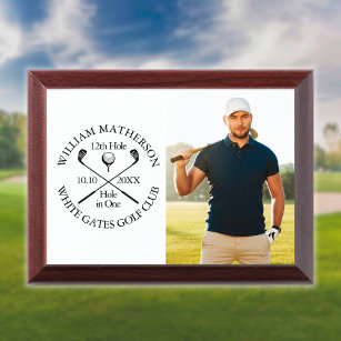 Personalised Hole in One Classic Photo Golfer Golf Award Plaque