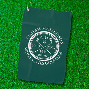 Personalised Hole in One Emerald Green Golf Towel