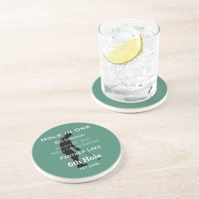 Personalised Hole In One Man Cave GOLFER'S Lodge Coaster (Side)