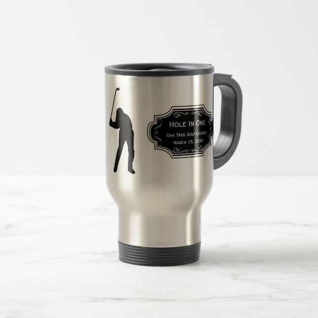 Personalised Hole In One Man Cave GOLFER'S Lodge Travel Mug (Front Right)