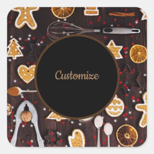 Personalised Holiday Baking Square Sticker