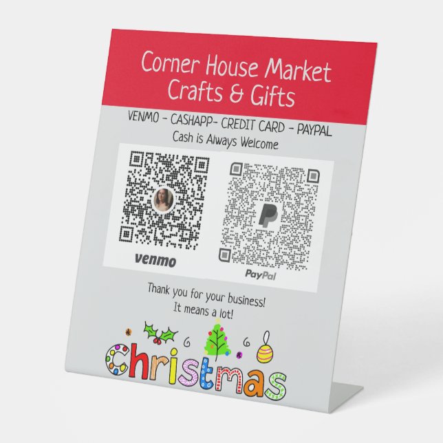 Personalised Holiday Craft Show Ideas Venmo Pedestal Sign (Front)