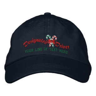 Personalised Holiday Designated Driver Candy Canes Embroidered Hat