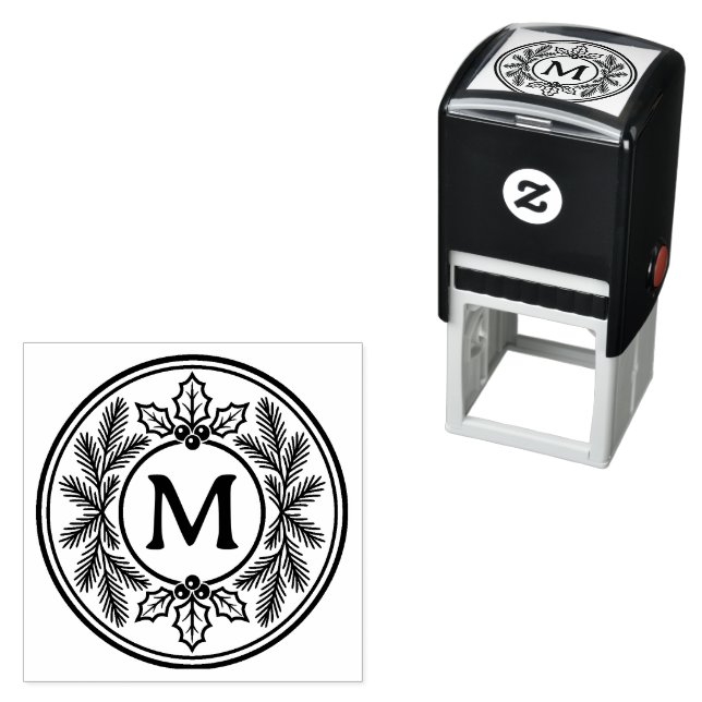 Personalised Holiday Evergreen Monogrammed Self-inking Stamp (In Situ)